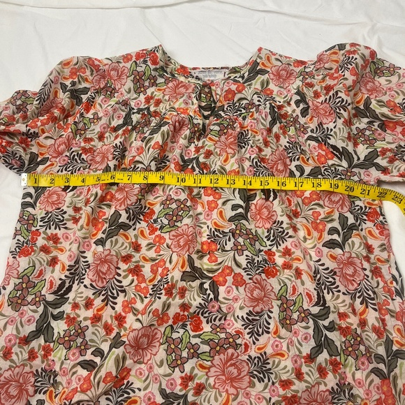 Johnny Was Valencia Circle Yoke Blouse Top Sz Large Floral Cuff Multicolor - Picture 11 of 14